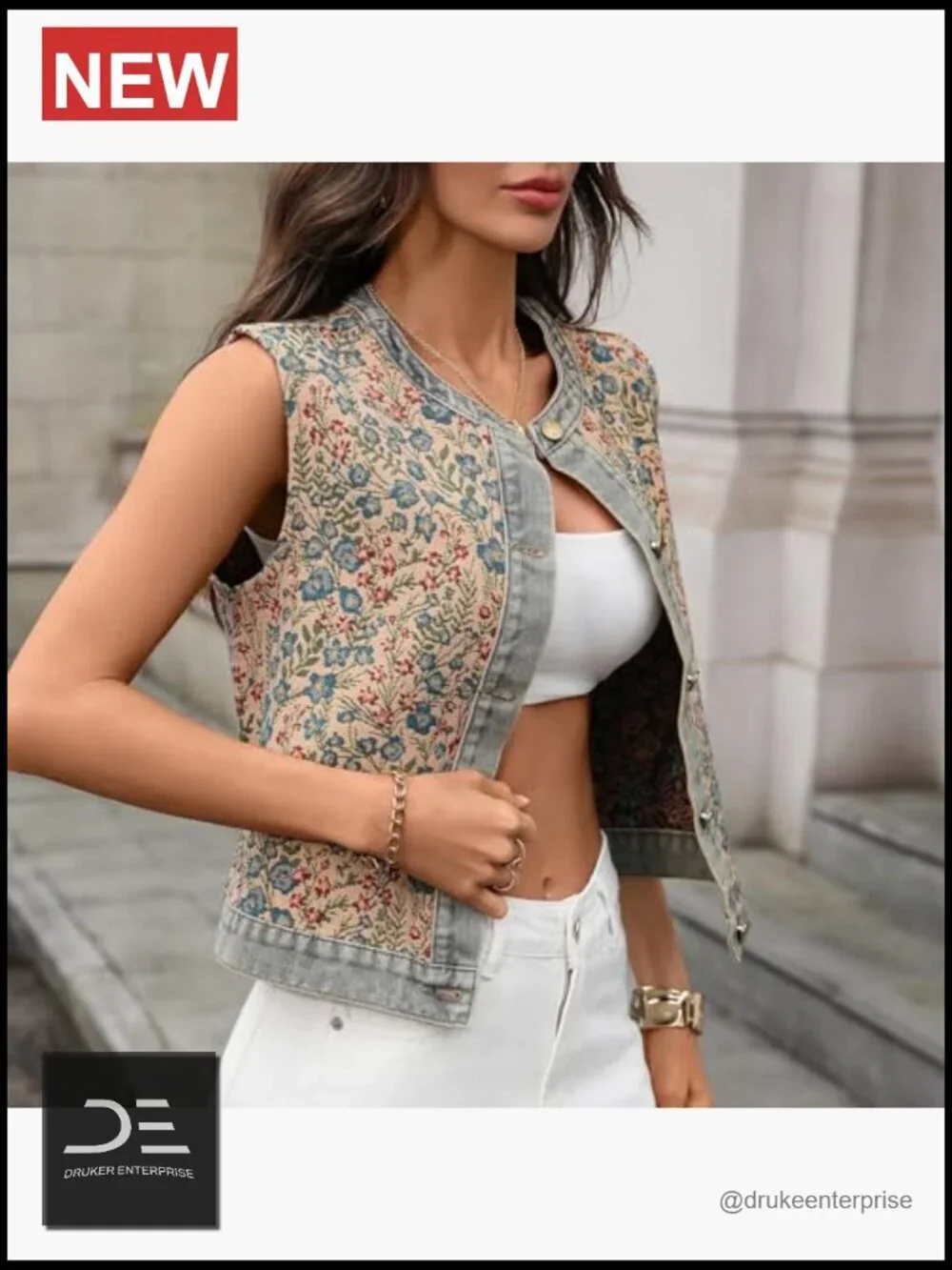 N/A floral denim